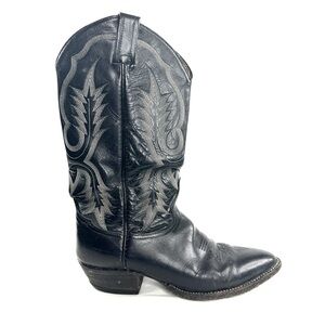 Tony Lama Stallion Men Size 8 Black Leather Western Cowboy Boot 2914